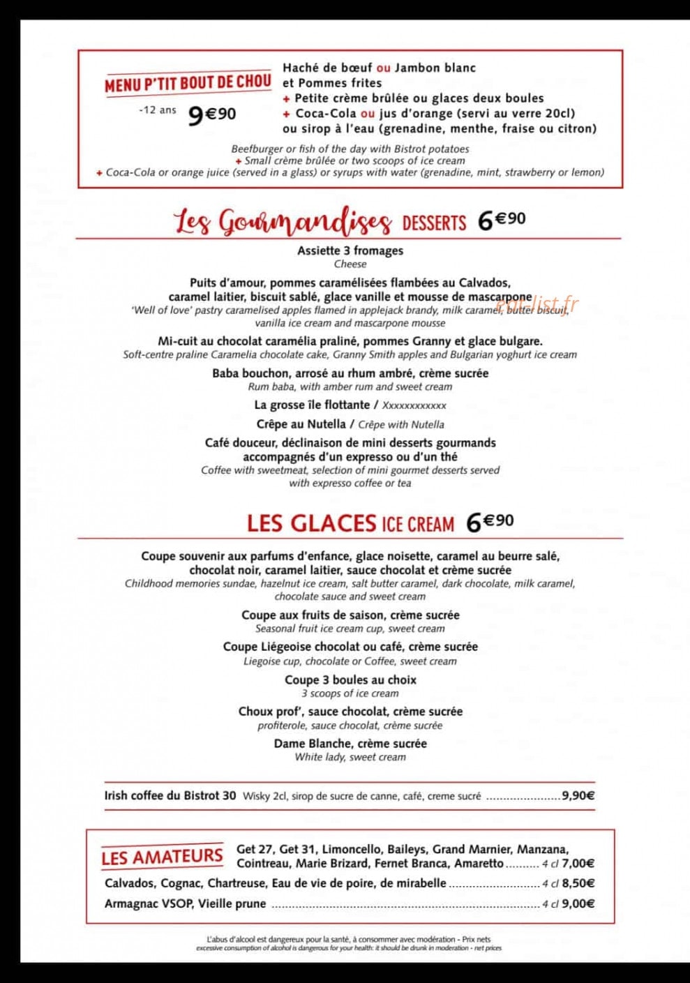 Bistrot 30 — carte page 6