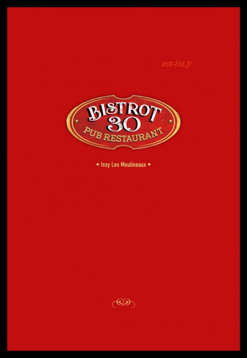 Bistrot 30 — carte page 1