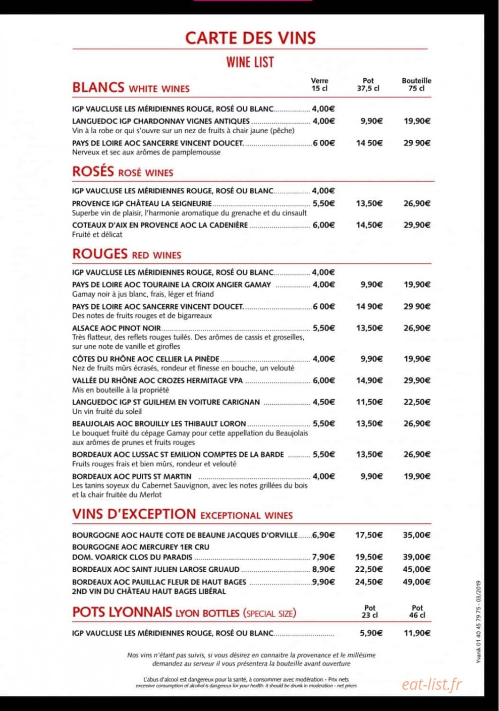 Bistrot 30 — carte page 7