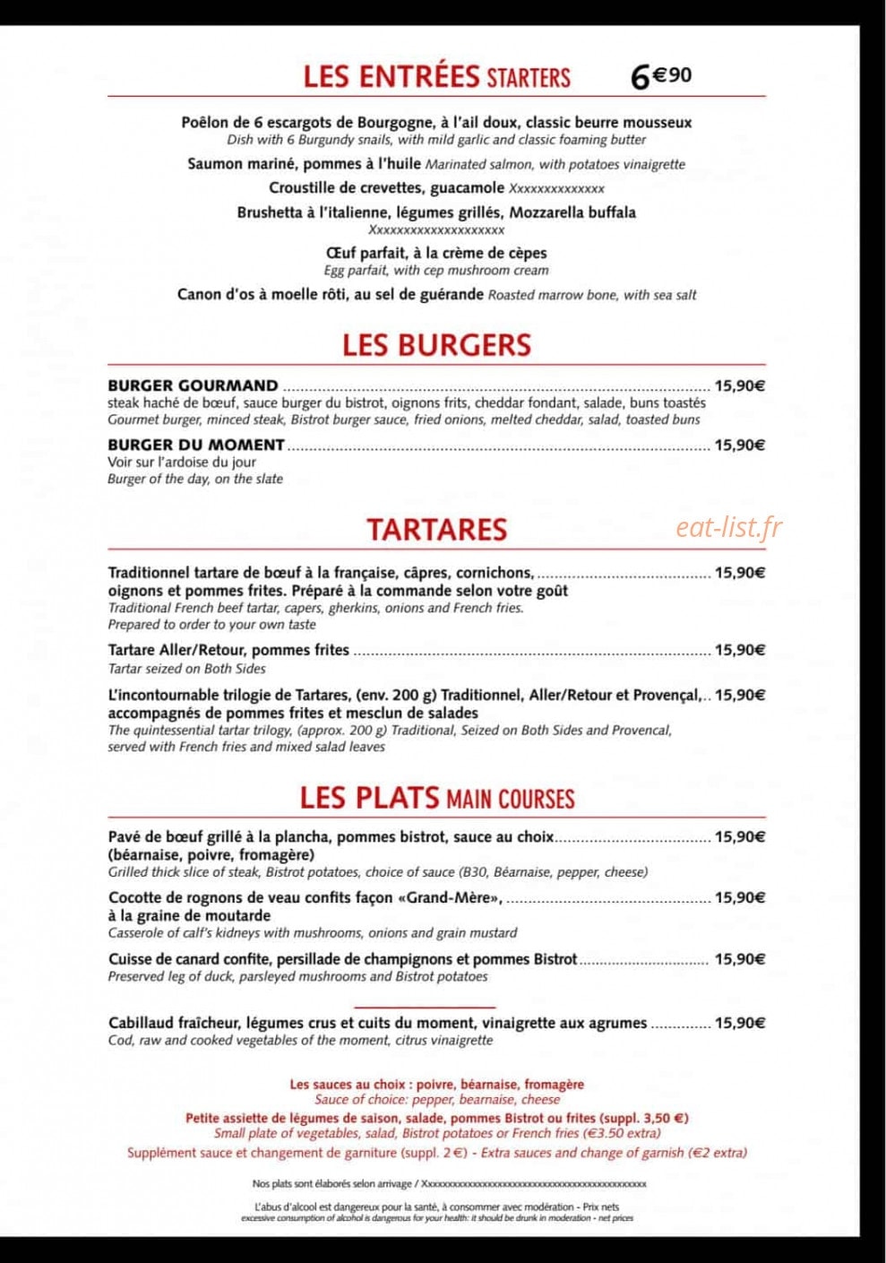 Bistrot 30 — carte page 5