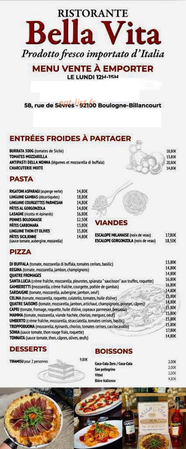 La Bella Vita — carte page 1