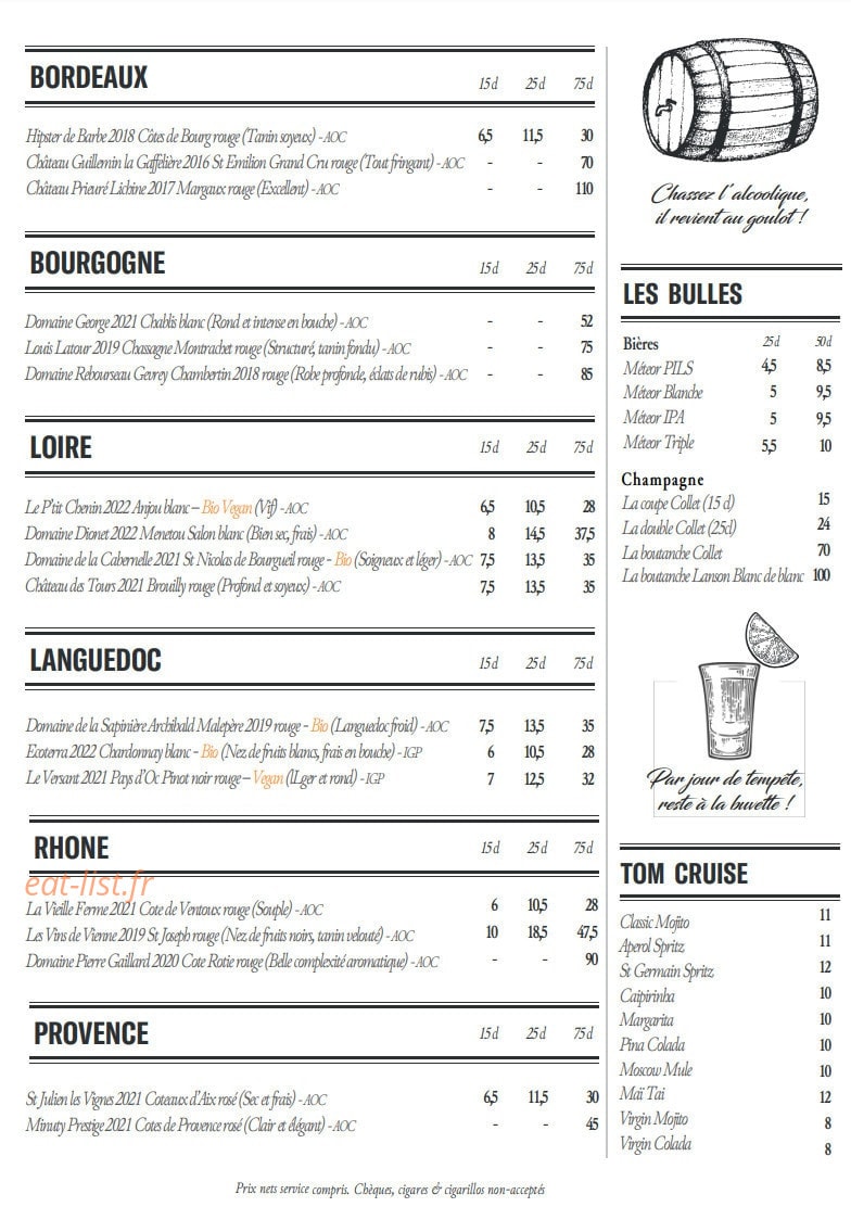 La Manufacture — carte page 2