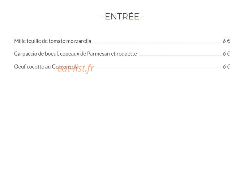 Le bistrot italien — carte page 1