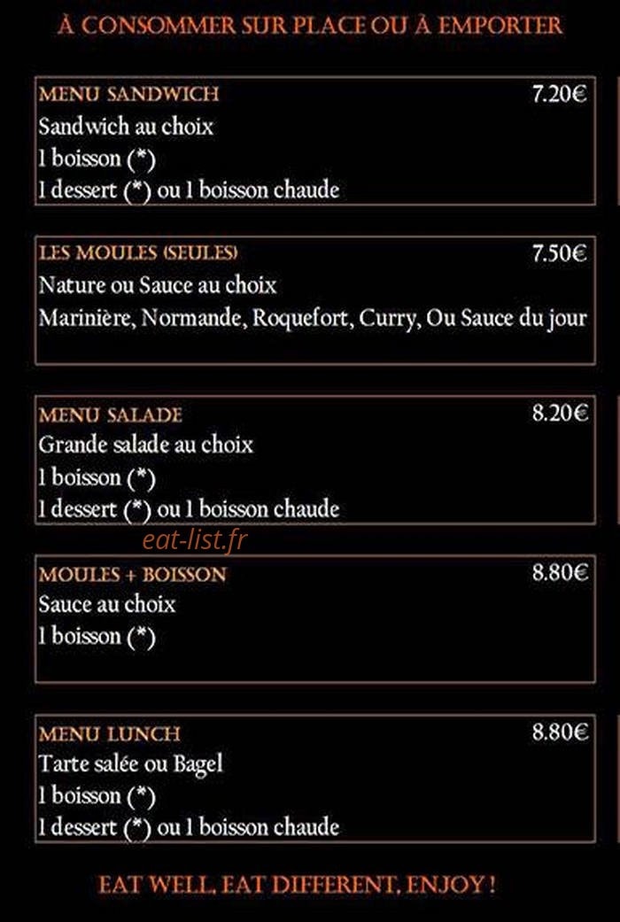 Very Important Mussels — carte page 1