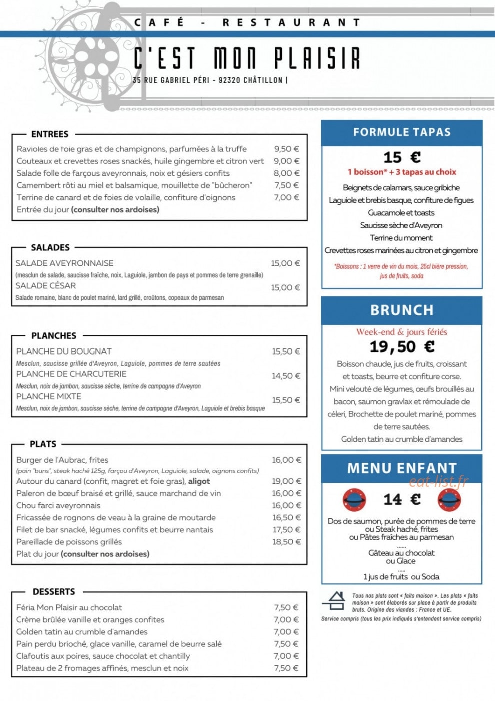 C'est Mon Plaisir — carte page 2