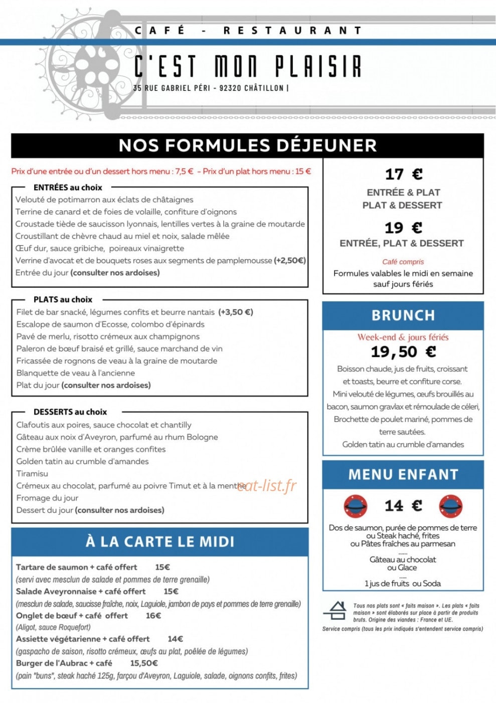 C'est Mon Plaisir — carte page 1