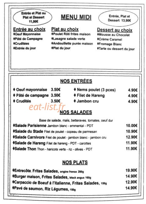 Café du Stade — carte page 2