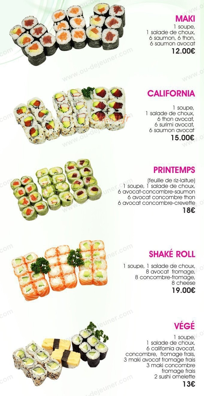 Cent Sushi — carte page 3