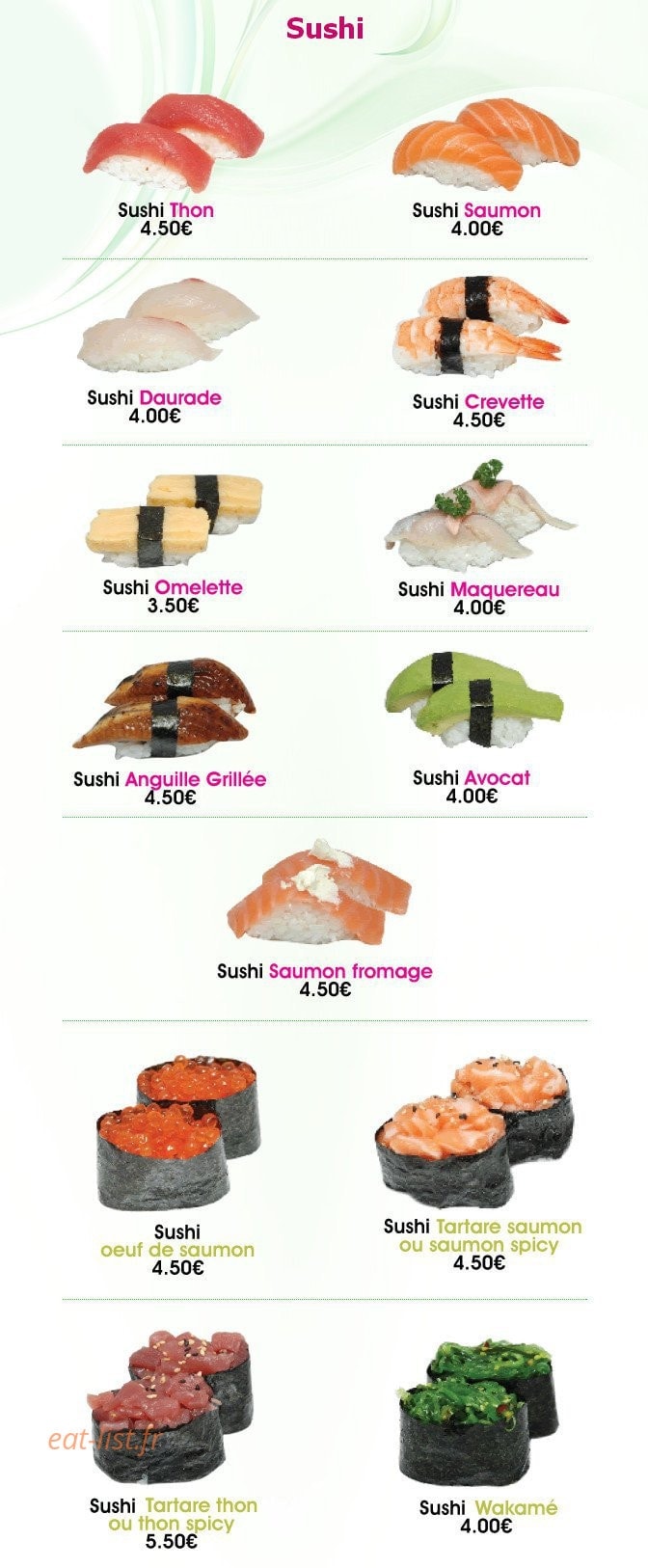 Cent Sushi — carte page 10