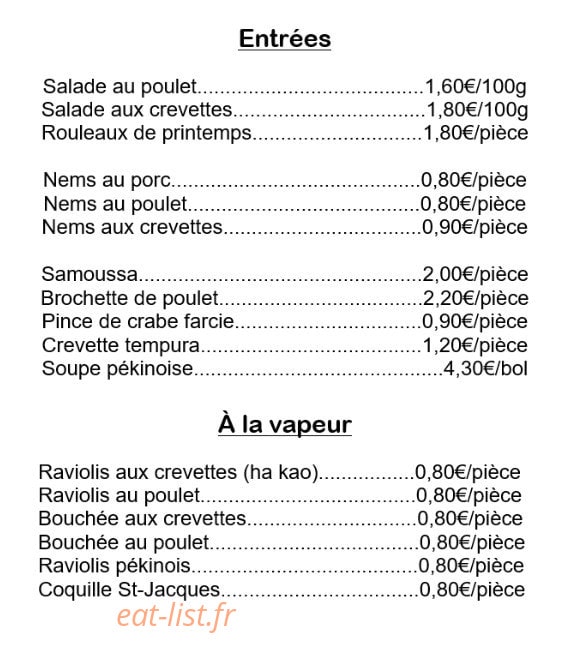 Délices Asiatiques — carte page 1