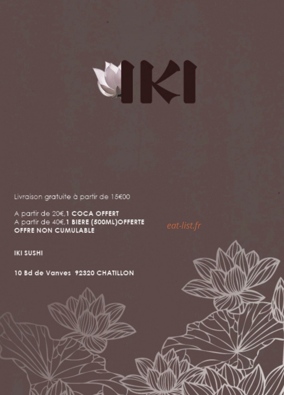 Iki Sushi — carte page 1