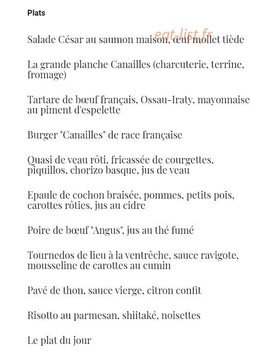 Les Canailles — carte page 3