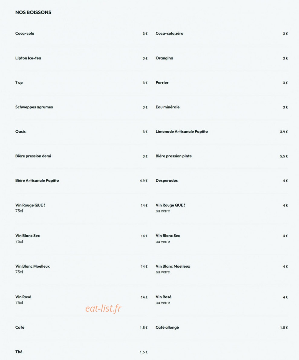Papiito Burger — carte page 4