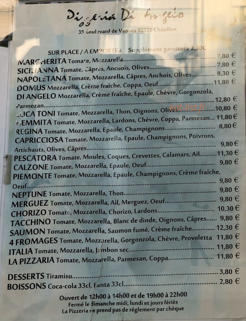 Pizzeria Di Angelo — carte page 2