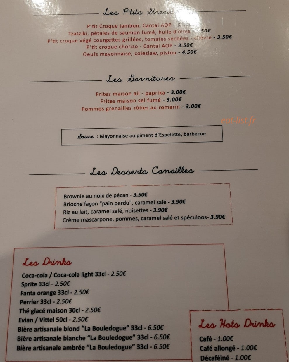 Street food "Canailles" — carte page 2