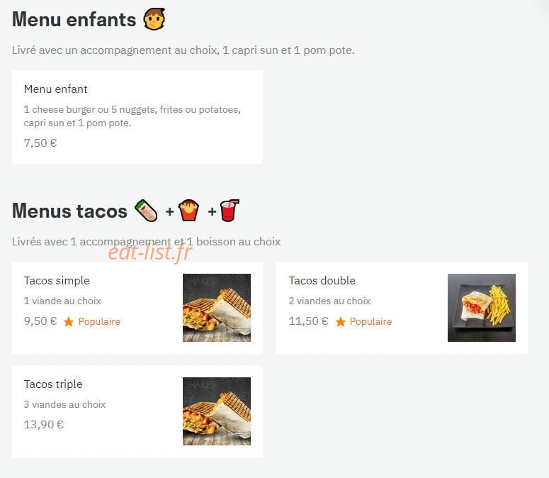 Best Burger — carte page 1