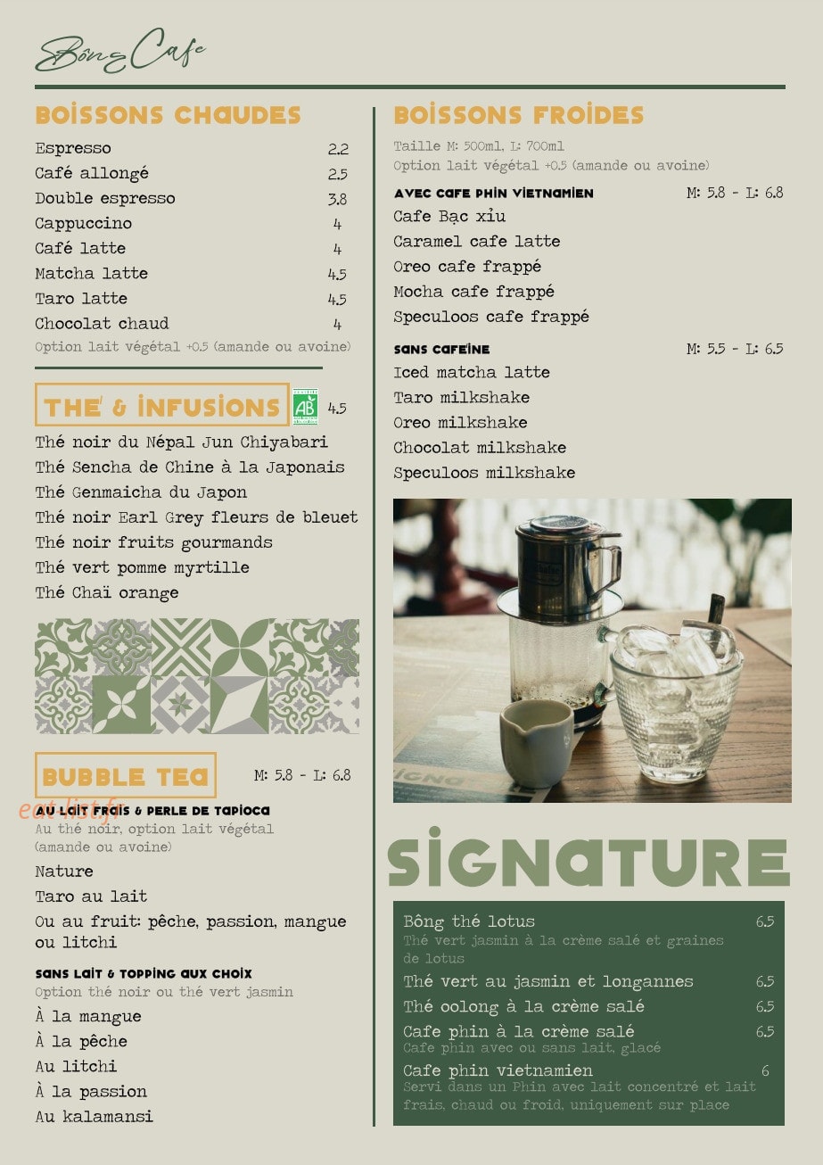 Bông Cafe — carte page 2