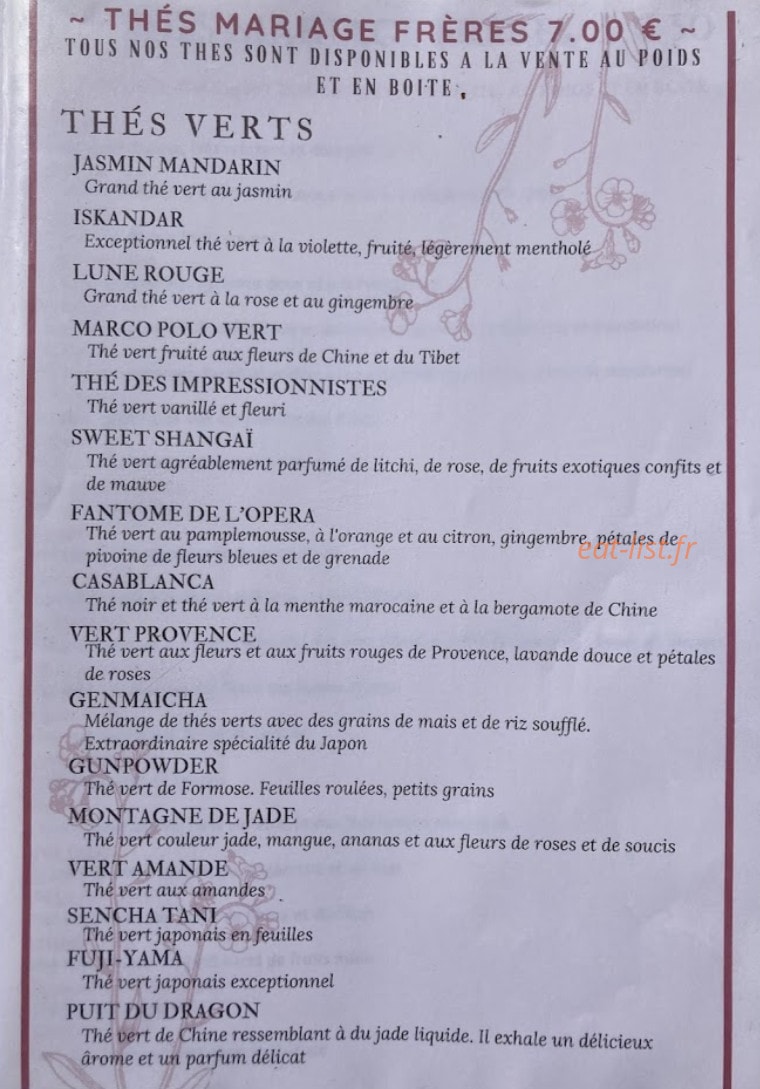 Plaisirs des Thés — carte page 2