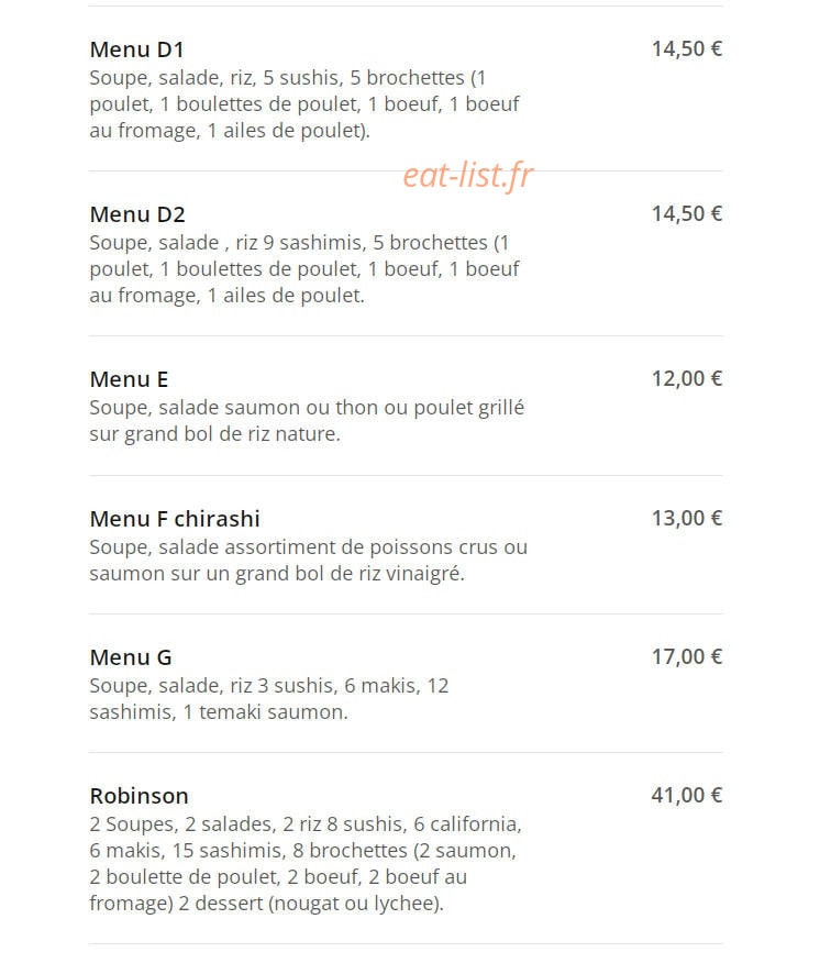 Sushi Robinson — carte page 4