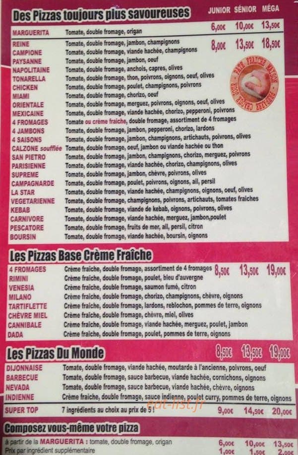 Top pizza — carte page 2