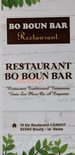 Carte et menu Bo Boun Bar Bourg la Reine