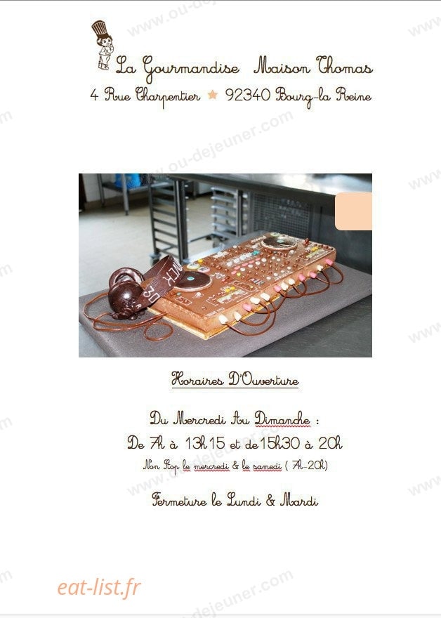 La Gourmandise Maison Thomas — carte page 1