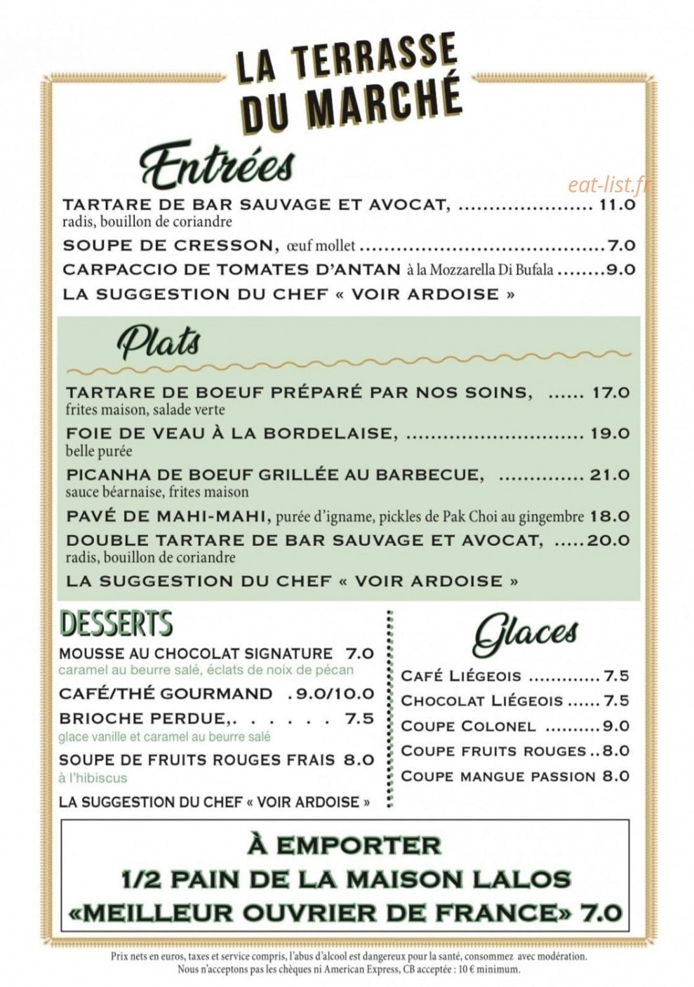 La Terrasse du marché — carte page 1