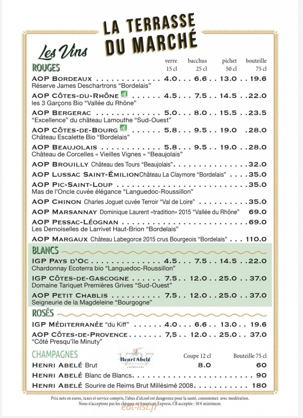La Terrasse du marché — carte page 6