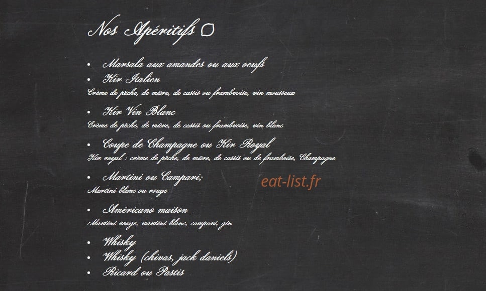 La Trattoria — carte page 1