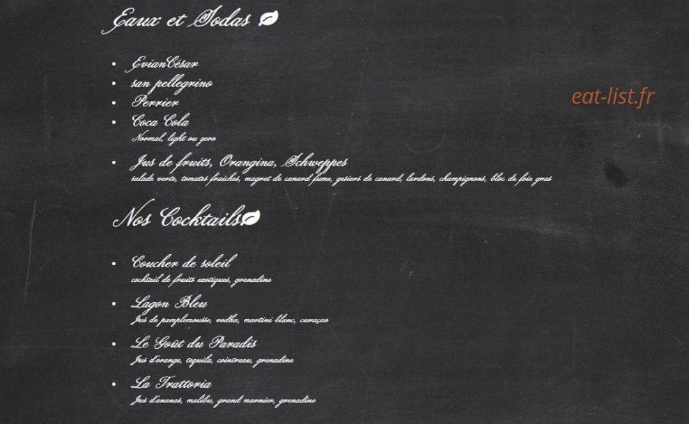 La Trattoria — carte page 2