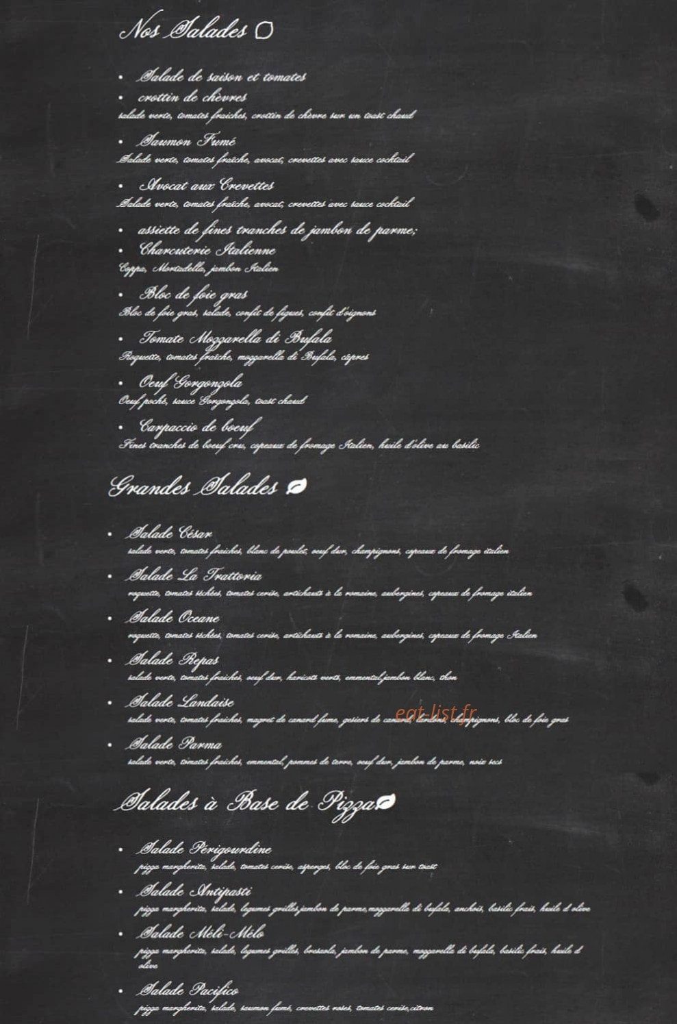 La Trattoria — carte page 3