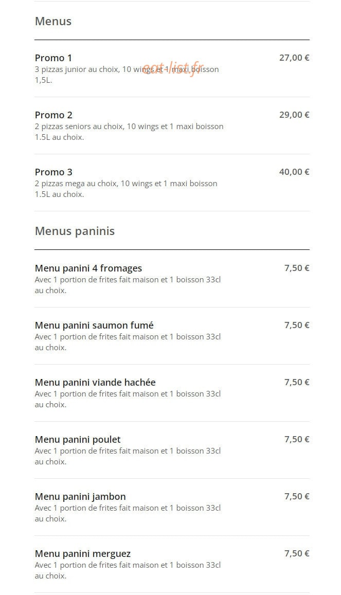 Superbe Pizza — carte page 2