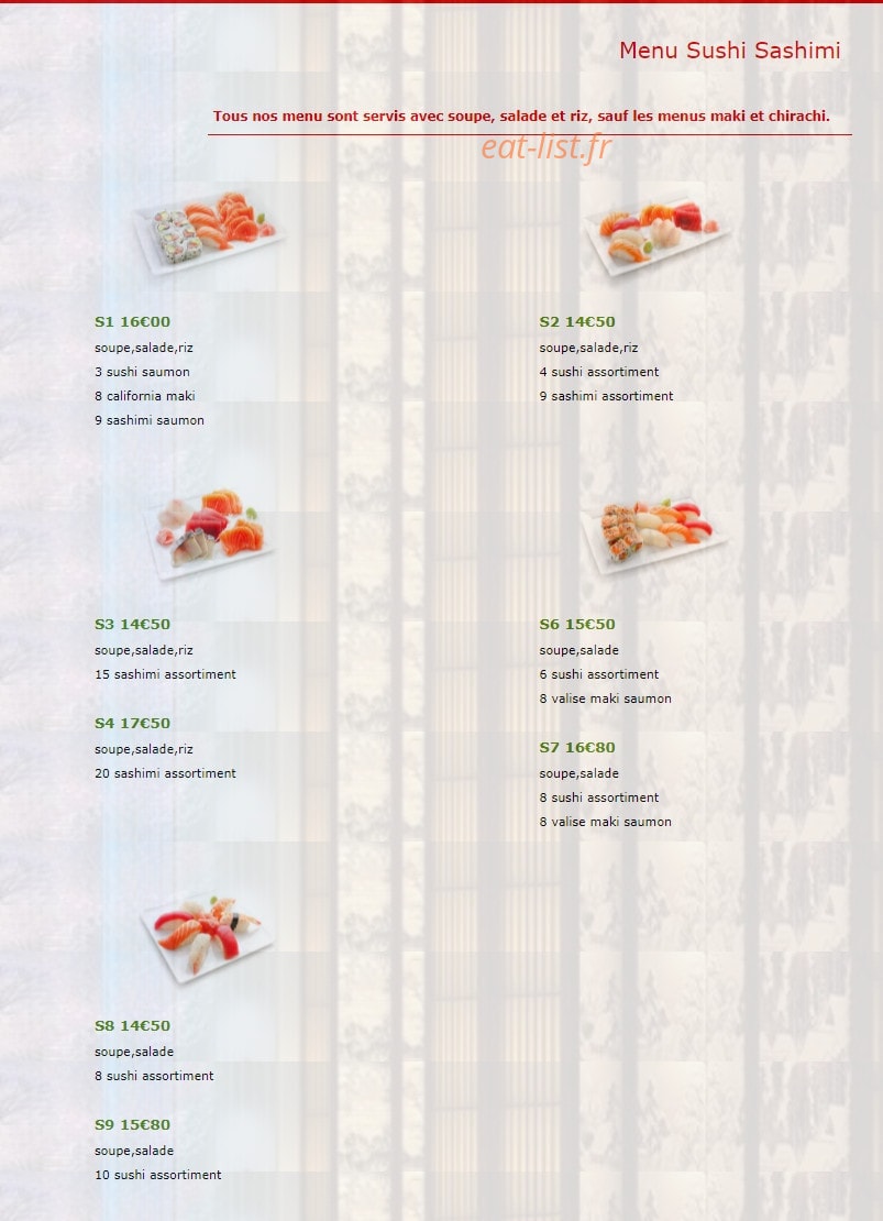 Dream sushi — carte page 2