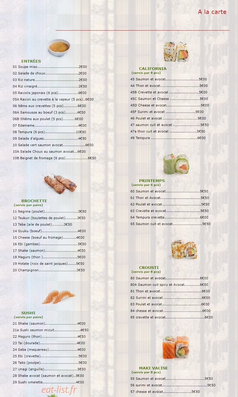 Dream sushi — carte page 8