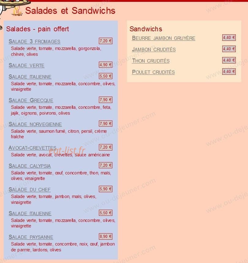 La Calypsia — carte page 2