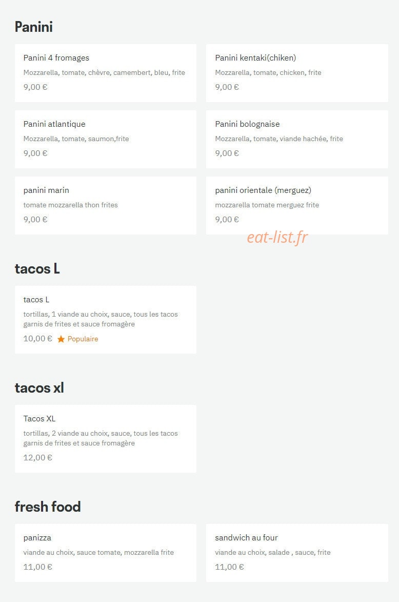Fresh Food — carte page 3