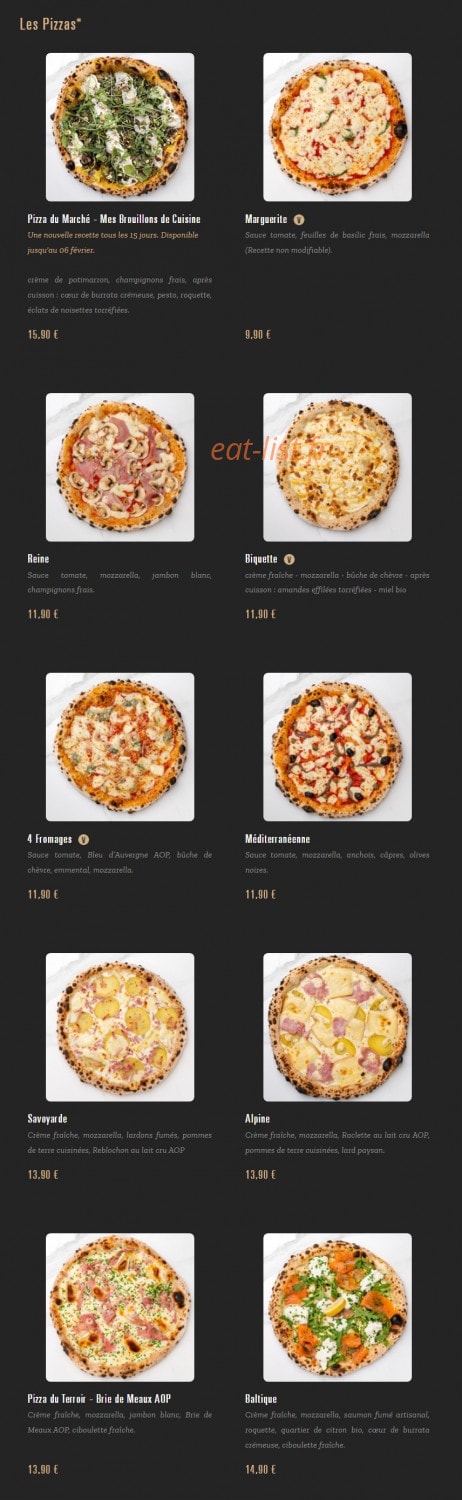 Pizza Cosy — carte page 1