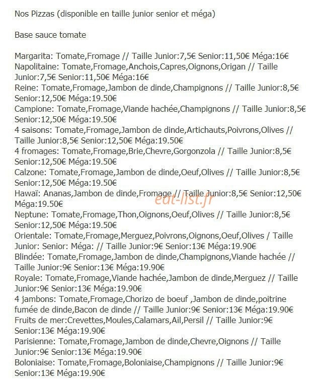 Pizza des Créneaux — carte page 1