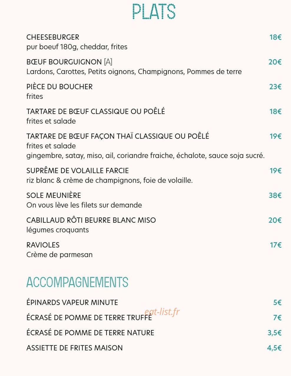 Brasserie Perle — carte page 3