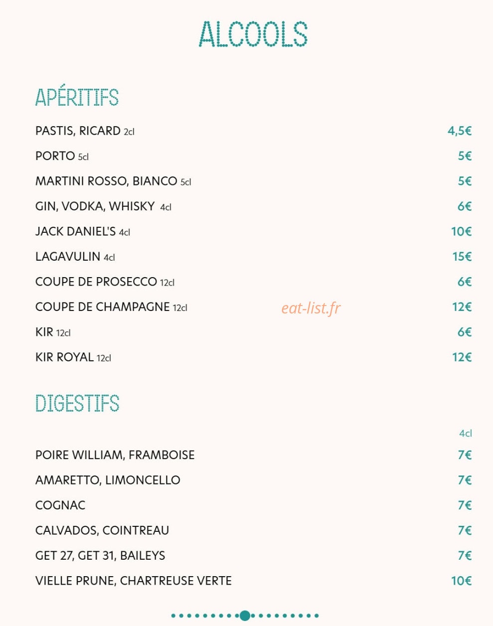 Brasserie Perle — carte page 10