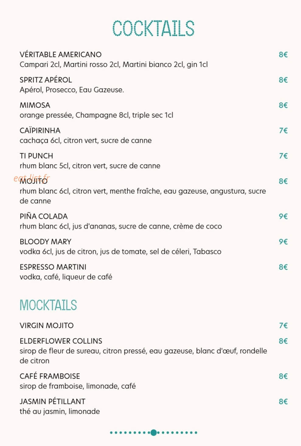 Brasserie Perle — carte page 9