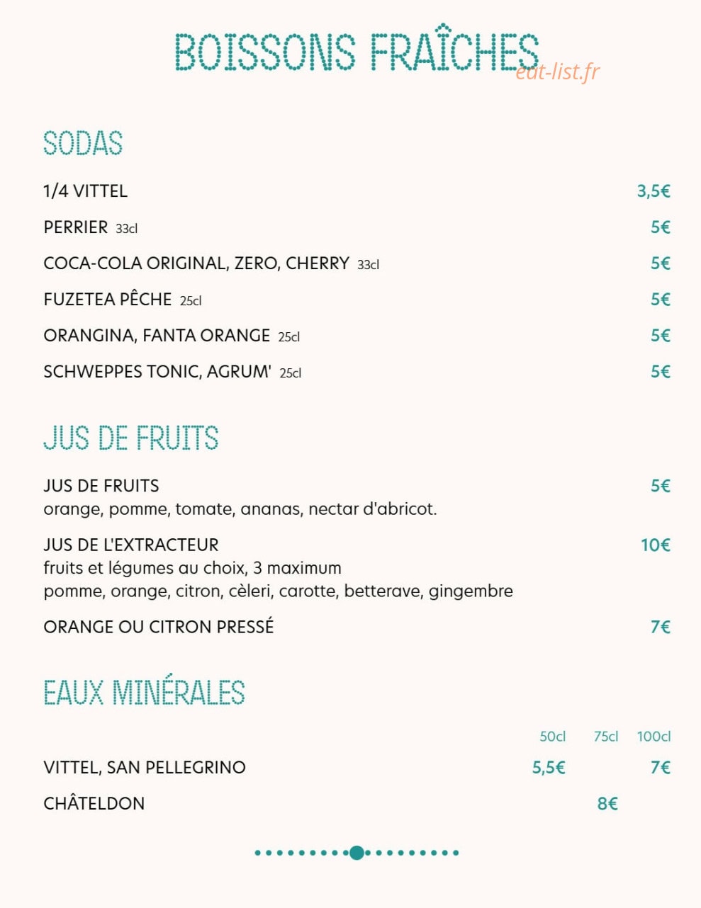 Brasserie Perle — carte page 11