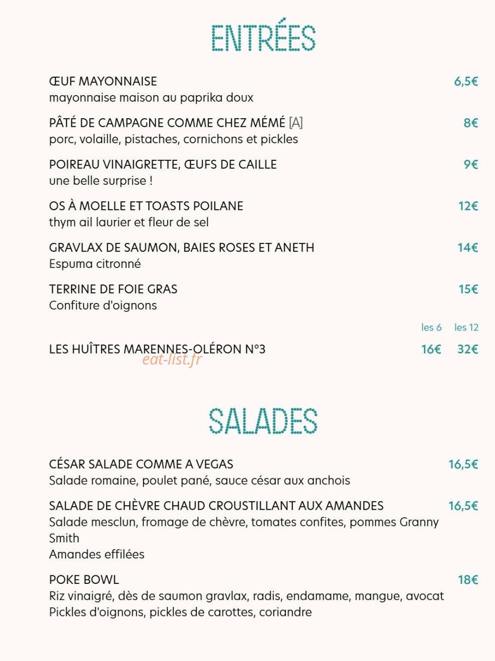 Brasserie Perle — carte page 2