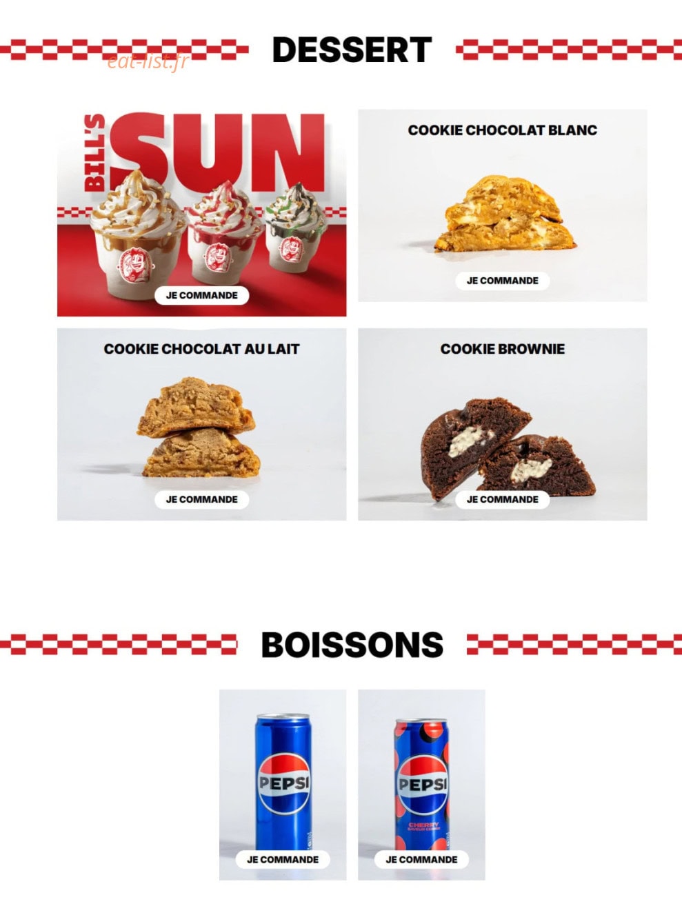 Bill's Burger — carte page 3