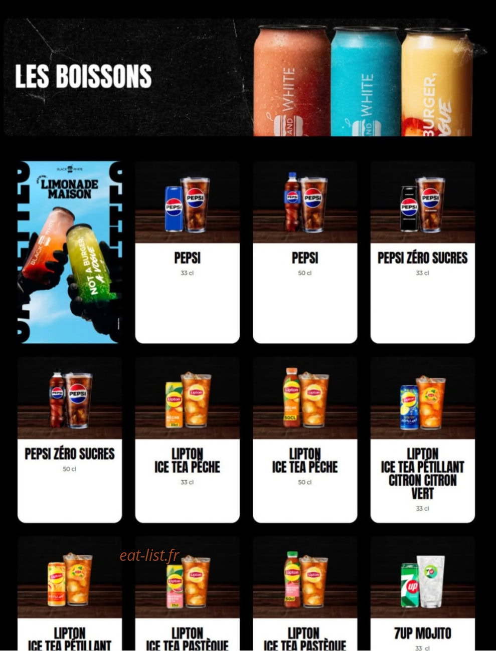 Black & White Burger — carte page 4