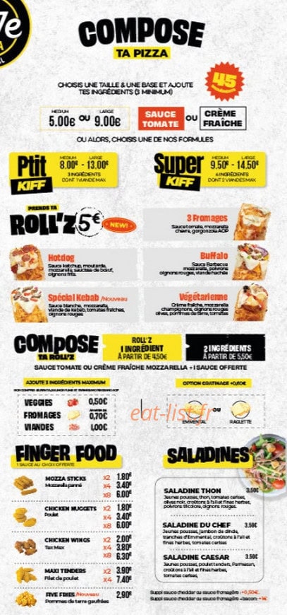 Five Pizza — carte page 3