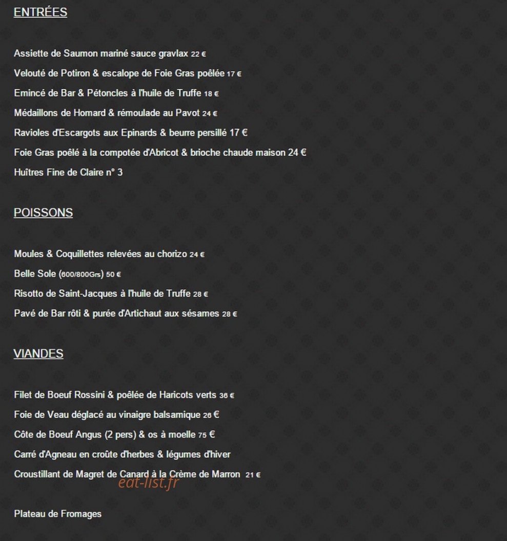 Carte et menu de Les chanteraines à Villeneuve la Garenne — Les entrées,poissons,...