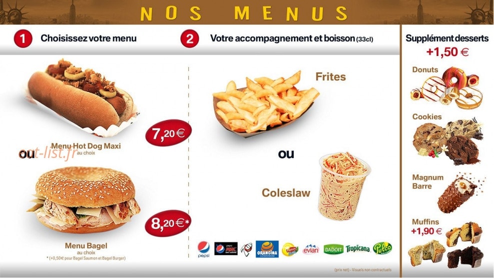 Carte et menu de Manhattan Hot Dog à Villeneuve la Garenne — Menus