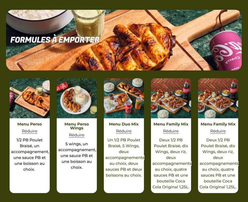 PB Poulet Braisé — carte page 1