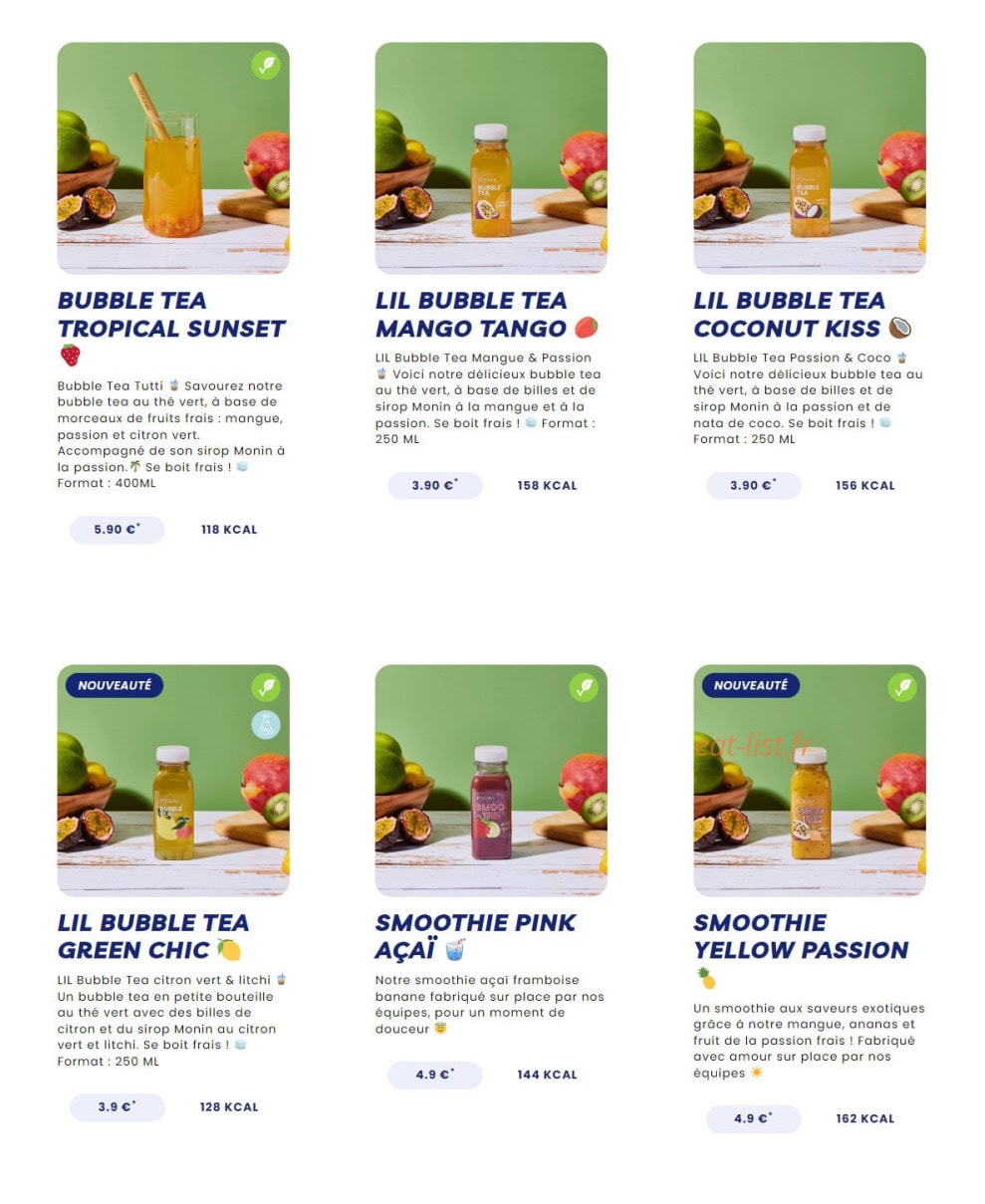 Carte et menu de Pokawa à Villeneuve la Garenne — Les boissons fraiches page 2